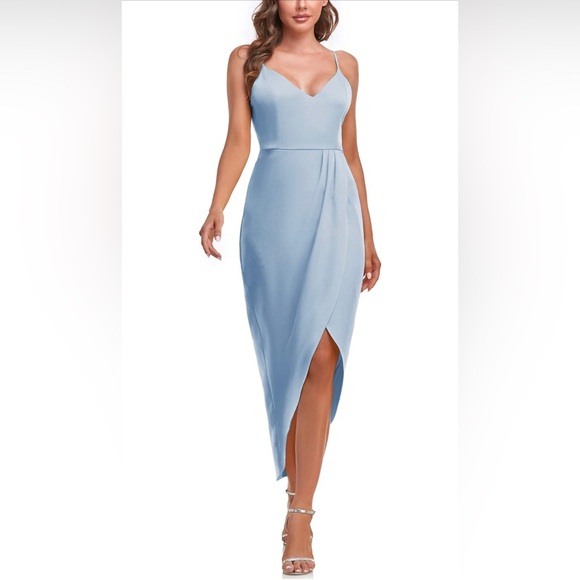 Sexy Maxi Dress Elegant Summer Satin Dress Bodycon Cut Out Side Split Spaghetti Strap Prom Dresses main image 1